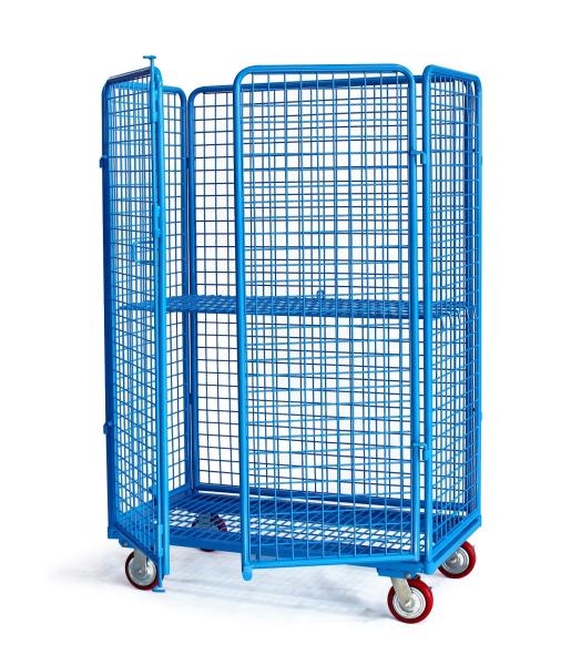 CE Hot Dipped Zinc 4 Sided Wheeling Roll Cage Containers