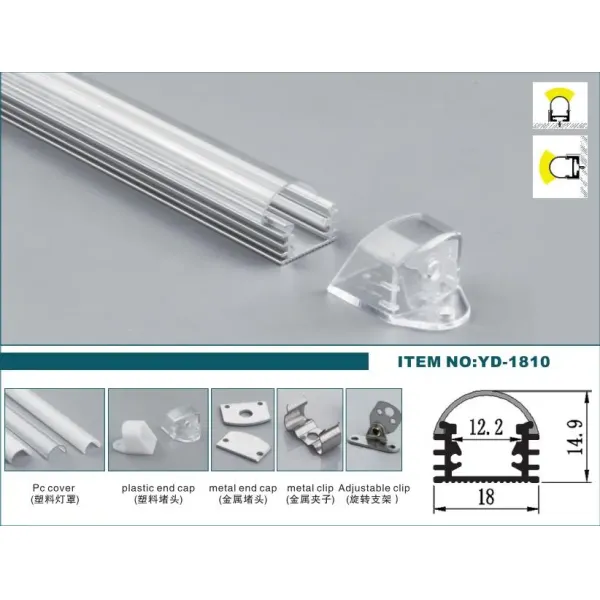 6063 T3-T8 Aluminium Alloy LED Profile with Anodized Finish and Customized Length for Surface Mounted LED Lighting