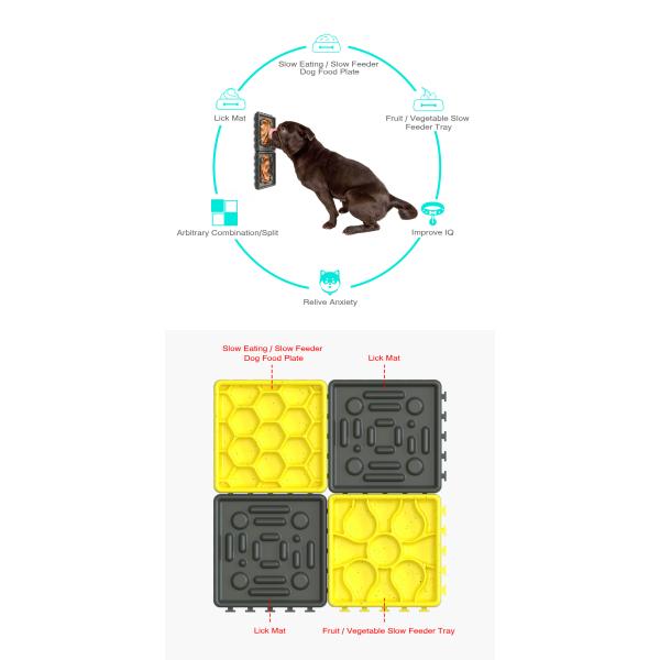 Interactive Dog Bowls Treat Dispensing 4-pack Slow Feeder Pad Licking Mat Training