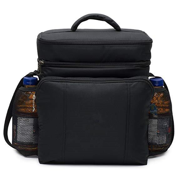 Two Compartments Insulated Food Cooler Bags With Removable Leak Proof Plastic Hardliner Bucket