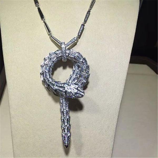 B Luxury jewelry factory high-qu Heavy diamond snake Necklace 18k gold white gold yellow gold rose gold diamond necklace