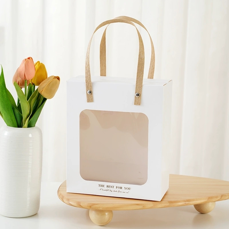 Window Paper Gift Bags With Handles For Retail And Boutique Packaging