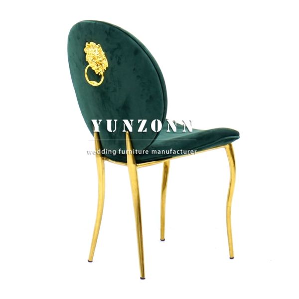 Wholesale Dining Room Furniture Nordic Velvet Green Luxury Gold Stainless Steel Base Hotel Fabric Dining Chair