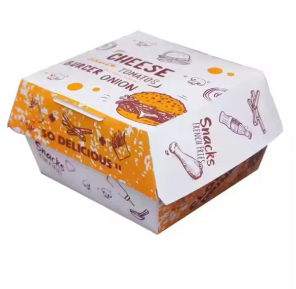 Wholesale Customized Disposable Food Grade Cardboard Burger Boxes for Fast Food Takeaway