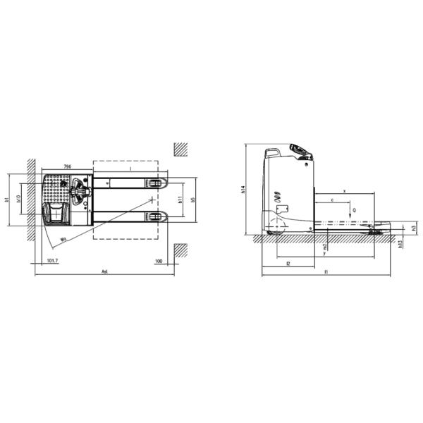 2000kg Electric Pallet Truck Seated On SL20ZD Rated Traction 120mm Lifting