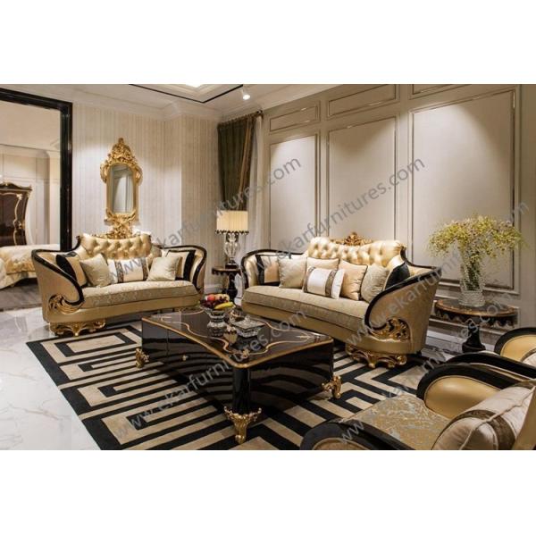 Luxury Royal Antique Gold Square Wooden Shenzhen hand carved Coffee Tables AT-301