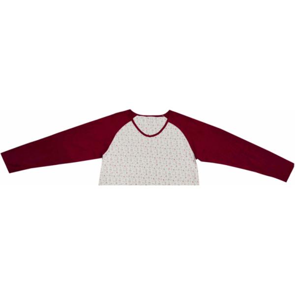 Ladies Cotton Jersey Red/Floral Printed Raglan Long Sleeve V Neck Nightdress Sleepwear Allover Print