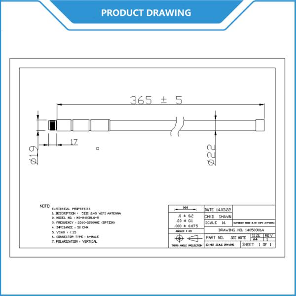 915MHz 3dBi ISM Band Omni Directional Outdoor Fiberglass Antenna
