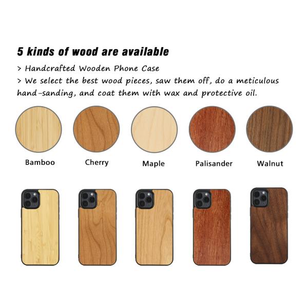 Natural Walnut Wood iPhone Cases TPU Bamboo Cell Phone Cases Lightweight