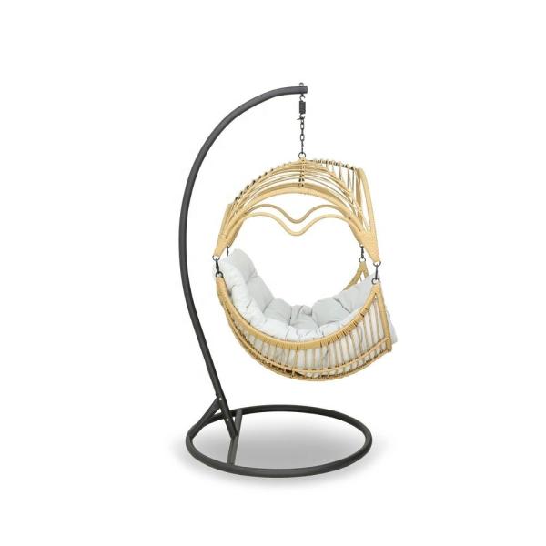 UV Resistant PE Rattan 840mm Depth Rattan Hanging Egg Chair Outdoor