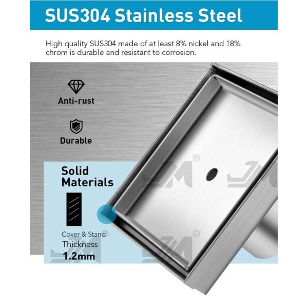 Stainless Steel 304 Shower Floor Drain Square Shape With Satin Polished Finish