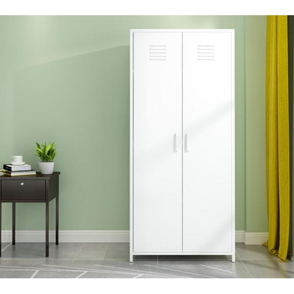 White Armoires 900 Width Metal Wardrobe Cabinet With Feet