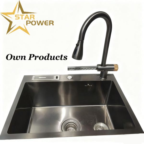 Food-Grade 304/316 Stainless Steel Single Bowl Sink with Cup Washer and Hand-Precision Polished Mirror Finish