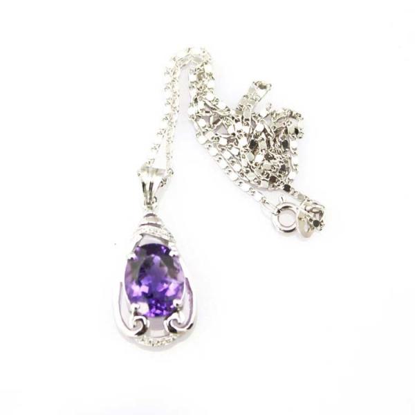 925 Silver Jewelry 9mmx11mm Amethyat  Cubic Zircon Pendant(PSJ0406)