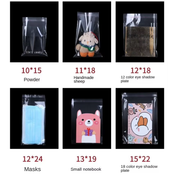 Wholesale custom transparent self-sealing adhesive Opp plastic bags for candies, clothing, books and notebooks