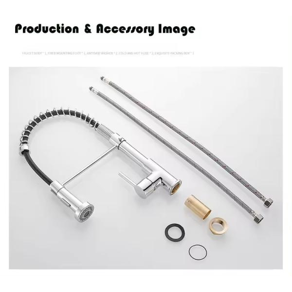 Deck Mounted Bright Chrome Plated Brass Kitchen Sink Faucet With Spray Lizhen-Hwa.Vic