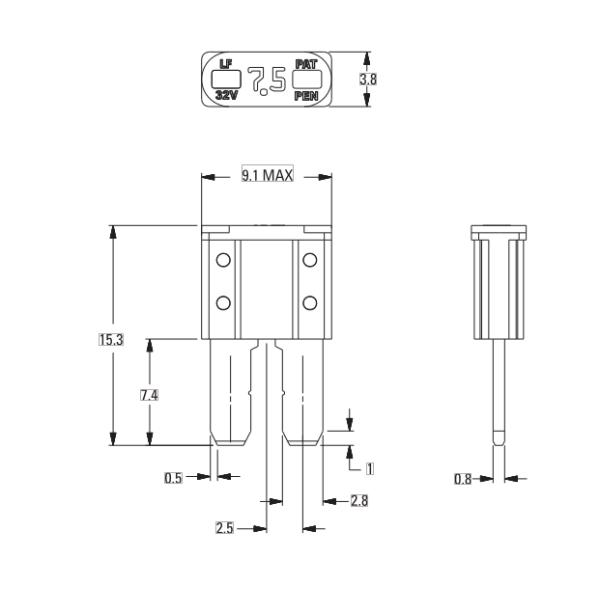 Микро-2 клапанные предохранители малого действия с номинальной мощностью 32 В 0327 серии 0327015.