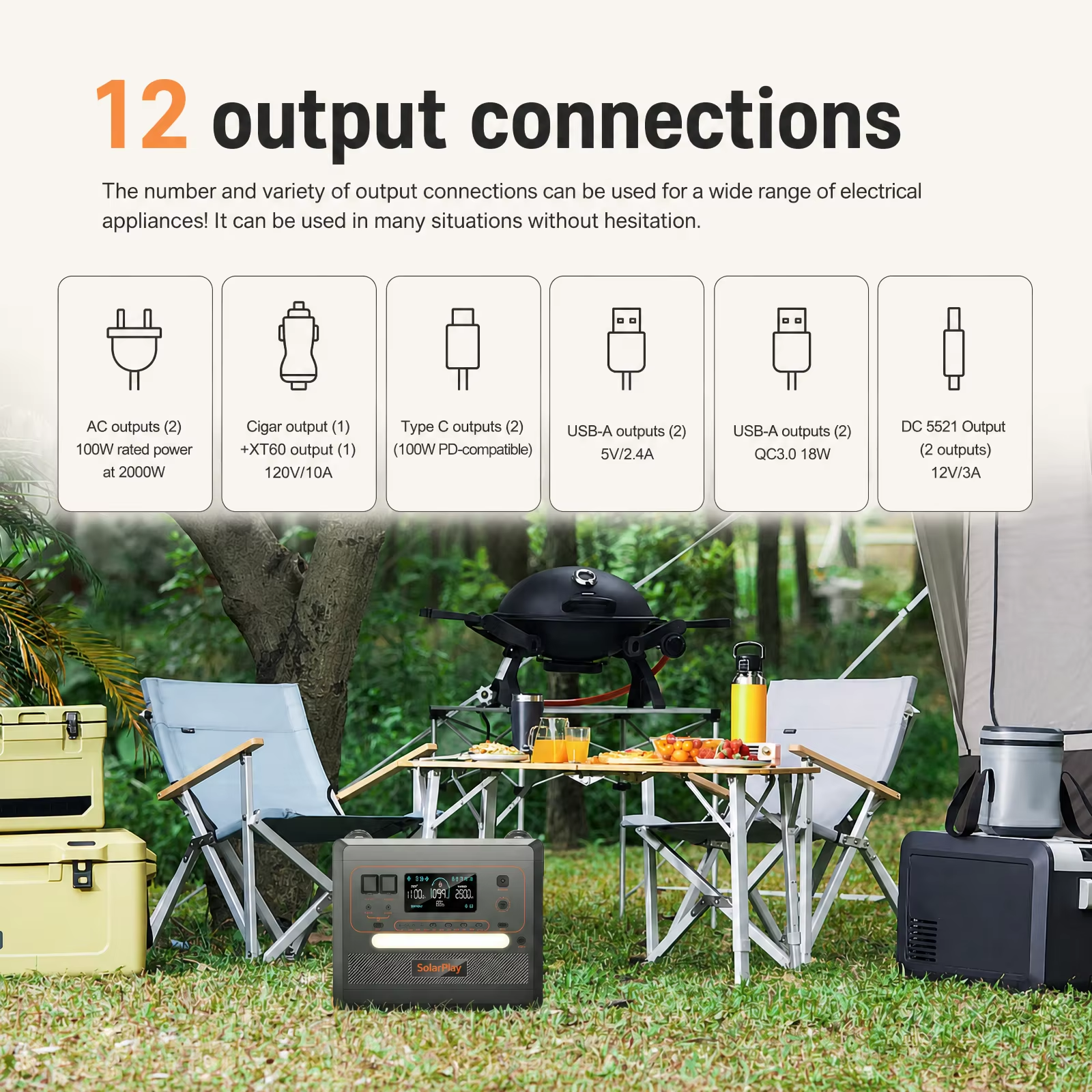 2304Wh 2500W LiFePO4 Battery Generator Solar Energy Storage System with UPS 97% MPPT for RV Travel Emergency Blackout