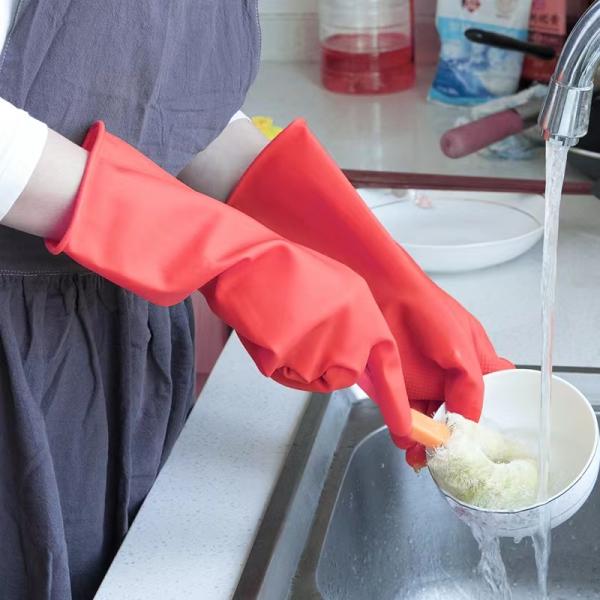 Thickening Latex Red Gloves Oil Resistance Unflocked Lining Latex Free Dishwashing Gloves
