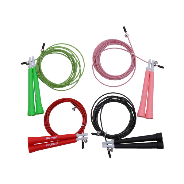 Steel Wire 2.7mm Coated Fitness Skipping Rope , 18cm Handle Bearing Jump Rope