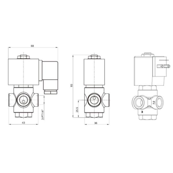24V DC VX31 / VX32 / VX33 Direct Operated 3 Port Pneumatic Solenoid Valve For Air / Water