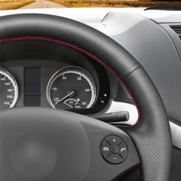 Hand Sewing Genuine Leather Steering Wheel Cover for Mercedes-Benz W639 Viano Vito Valente