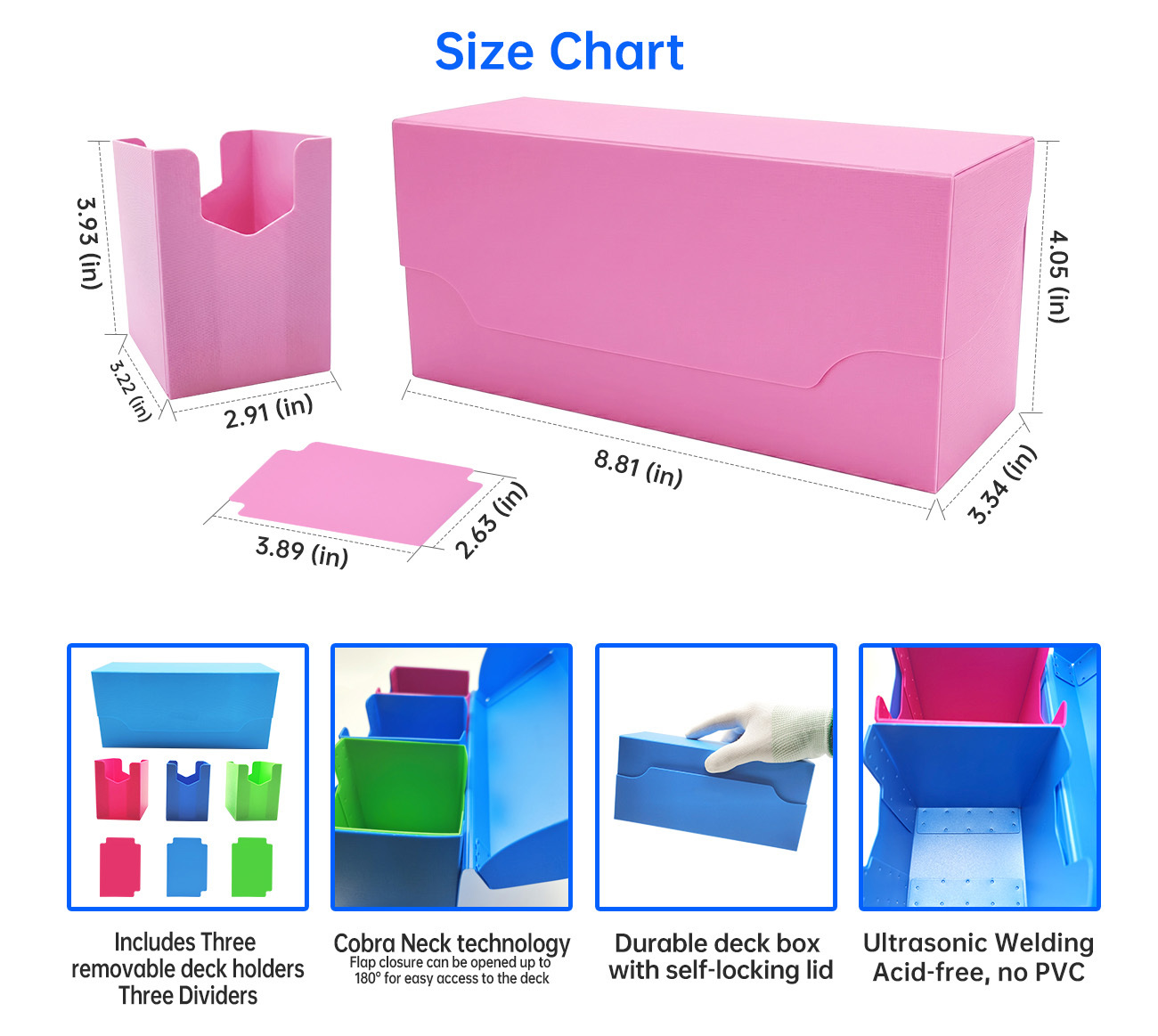 Light Pink Premium Deck Box Holder 300+ Cards OEM PokéMon Card Booster Box