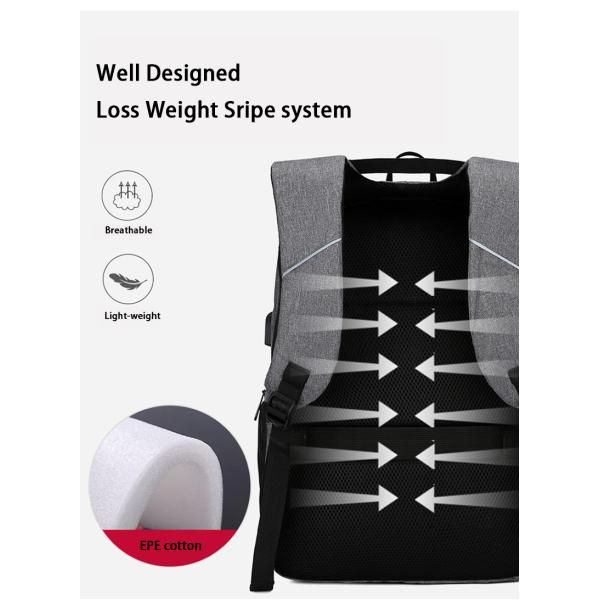 Black 17 Inch Business Laptop Backpack  Waterproof Computer Bag With USB