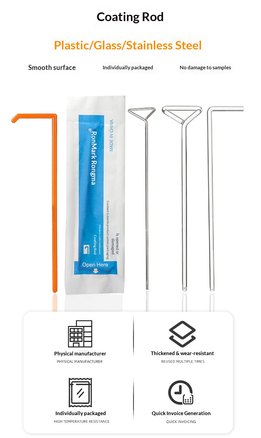 Laboratory Sample Spreading Coating Rod Cell Individually Sterilized Packaging Plastic Glass Stainless Steel L-shaped T-shaped