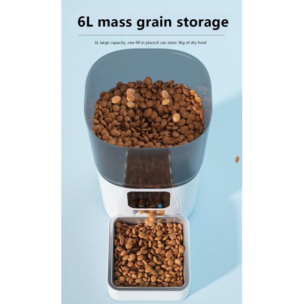 Comedor de gato inteligente ABS 6L blanco Comedor automático de cámara para mascotas para animales pequeños