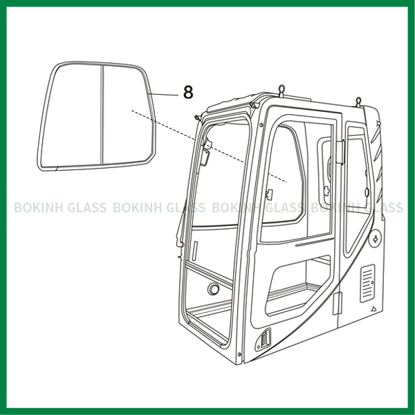 Лобовое стекло положения NO.8 правильной стороны замены экскаватора ГУСЕНИЦЫ Kobelco стеклянное
