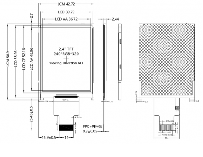 2.4 Inch TFT LCD Screen with 240x320 Pixels Resolution SPI Serial Interface and IPS All Viewing Angles