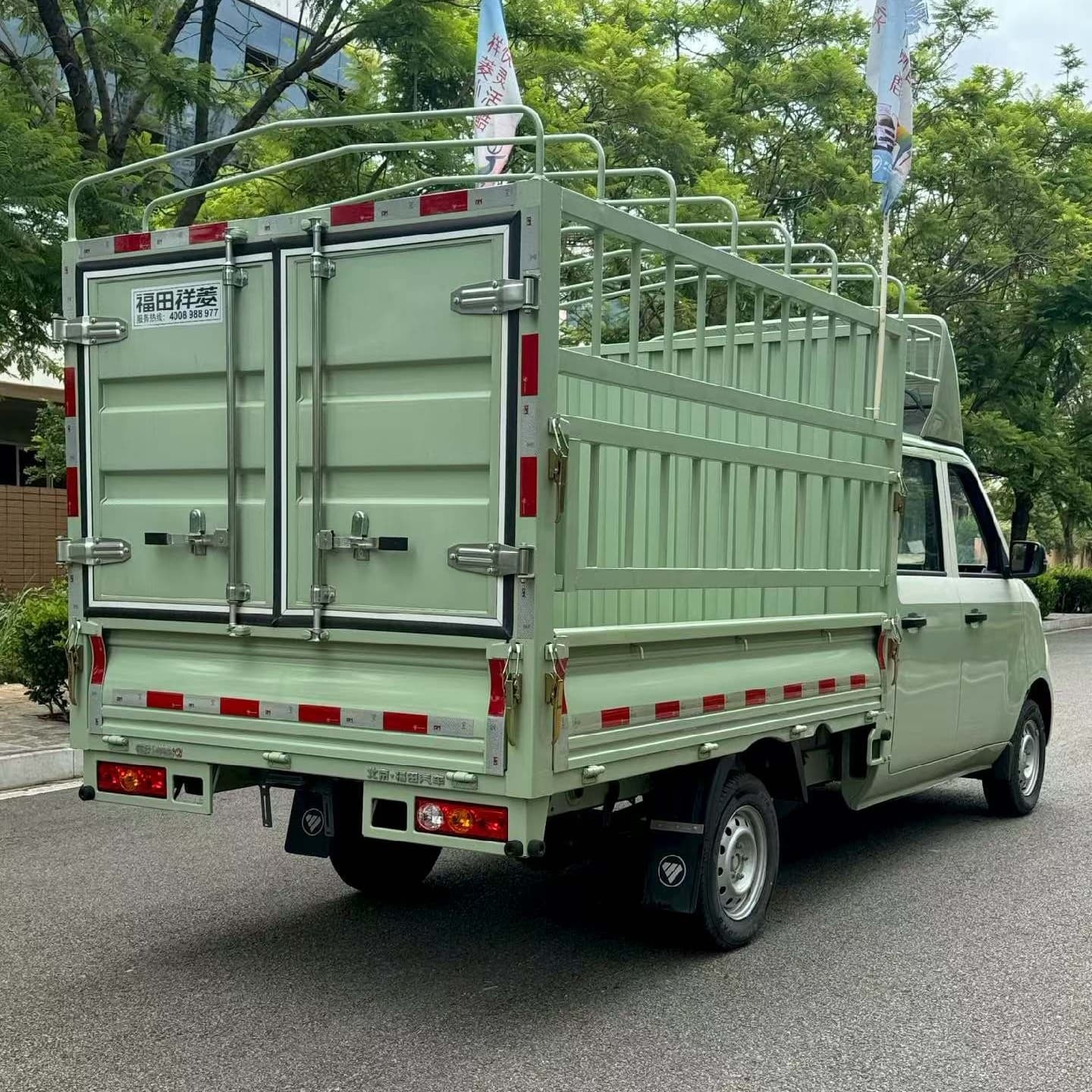 4x2 Double Cab Electric Stake Truck - urban delivery electric vehicle - light electric cargo truck