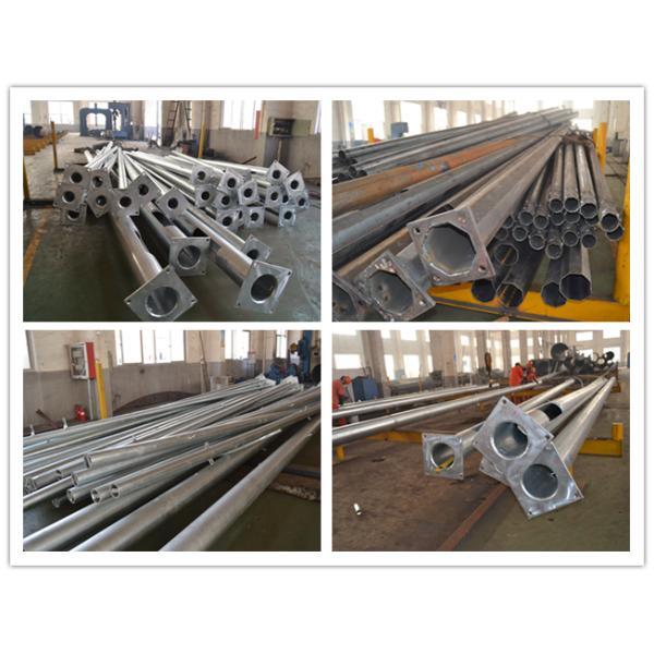 6m Single Arm Solar Street Light Poles , Galvanized Road Light Poles IP65