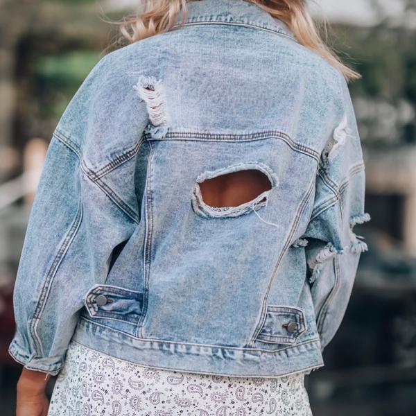 Год сбора винограда женщин логотипа изготовителя фабрики OEM изготовленный на заказ Stonewash куртка джинсовой ткани