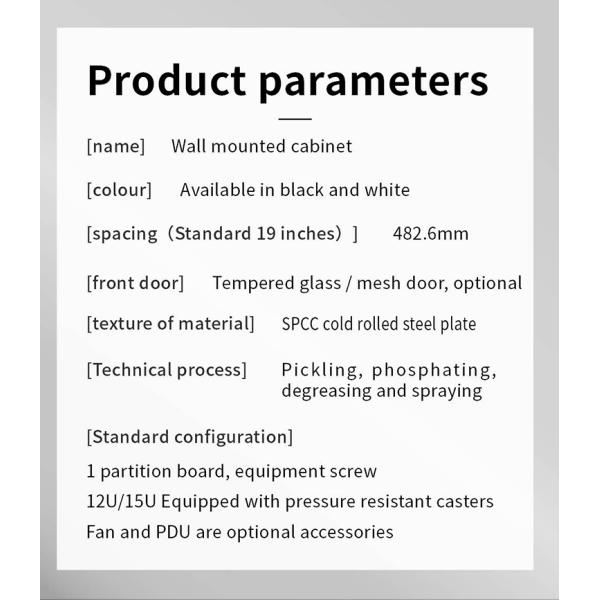 Gcabling Server Rack IP20 Wall Mounted Data Equipment Cabinet Enclosure 4U 6U 12U 18U