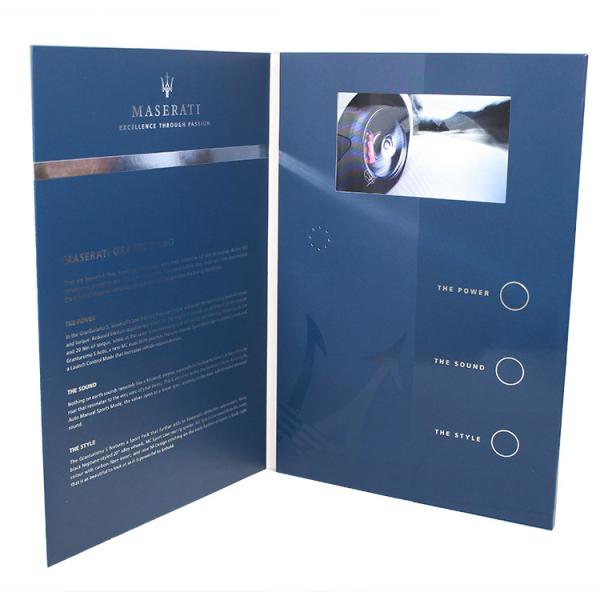 Folded Paper LCD Brochure Card 1200g Hard Cover Music HD Screen For Advertisement
