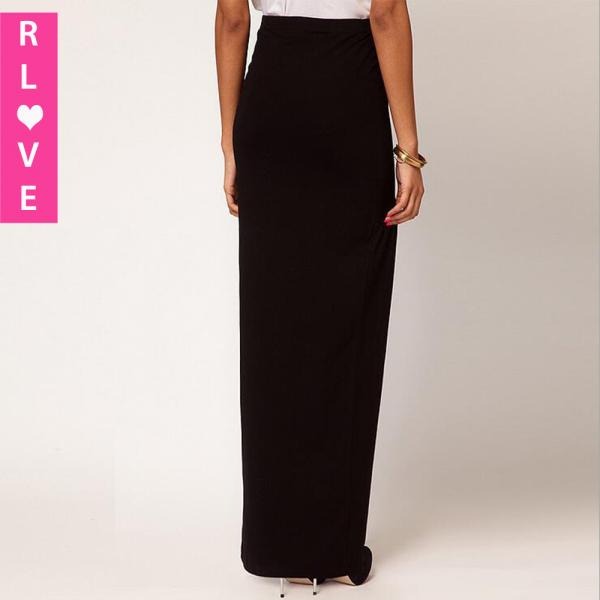 2016 American fashion sexy asymmetrical side slits skirts, women slim thin black skirts