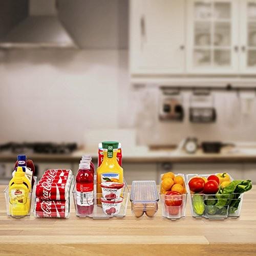Fridge Bins and Freezer Organizer Refrigerator Bins Stackable Storage Containers BPA-Free Drawer