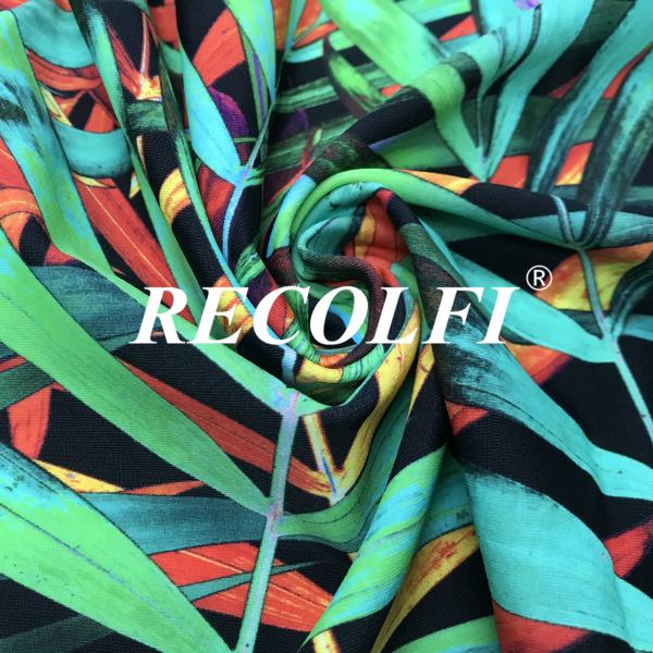Recycled Floral Print Fabric , Four Way Stretch Fabric For Texworld Usa Swim Sports