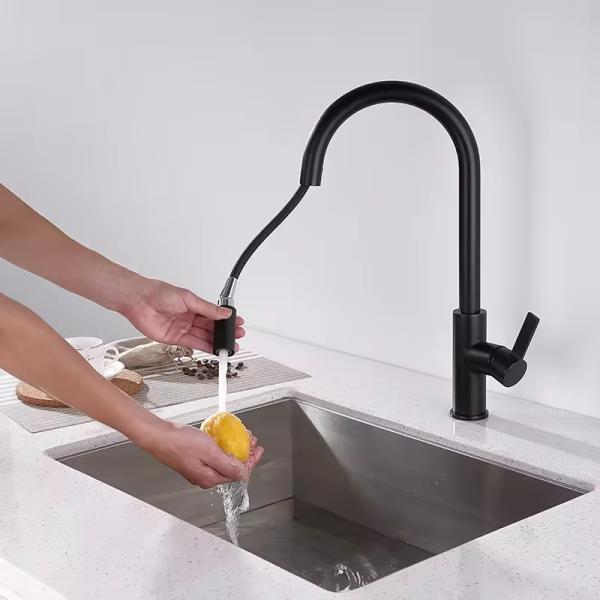 2024 Kitchen Taps in Matte Black Finish with Deck Mount Design and Single Handle