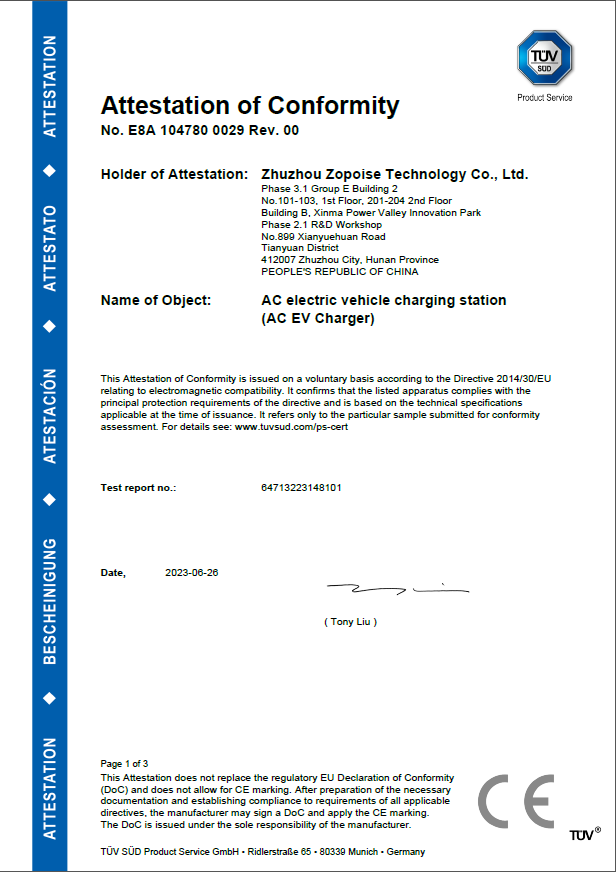 Zhuzhou Zopoise Technology Co., Ltd. Certifications