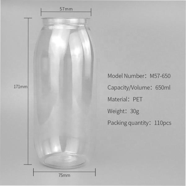 650ml Fresh Juice Plastic Beverage Bottles Custom PET For Mineral Water