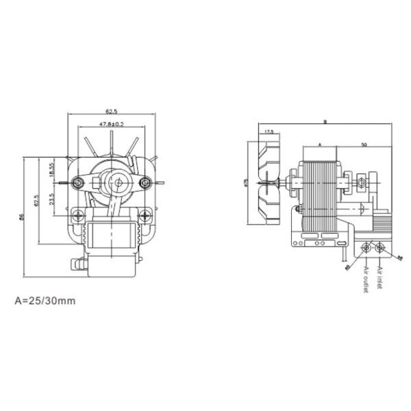 Motor YJ62-25 2500 RPM 100V 65W de la bomba del compresor de aire de la bomba