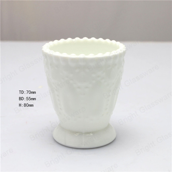 Fancy handmade Opal candle cup, milky white opal glass cup, green opal candle holder for sale
