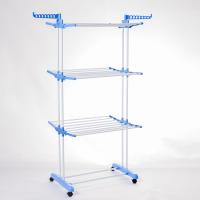 Mueble plegable del estante del lavadero de 3 gradas con las ruedas y los ganchos