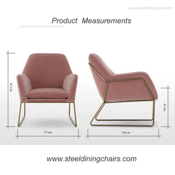 Living Room Velvet Covers Leisure Stainless Steel Single Seater Couch