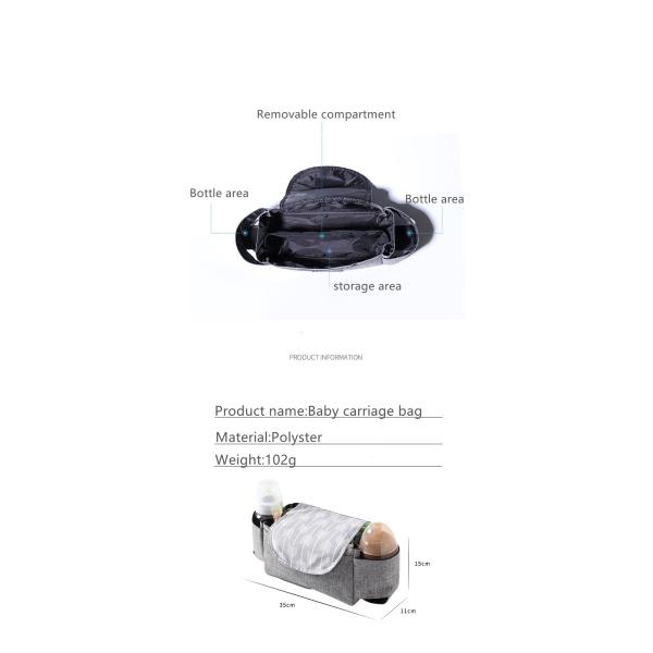 Practical Daily Diaper Bag Stroller Hanging Bag with Animal Prints and Large Storage