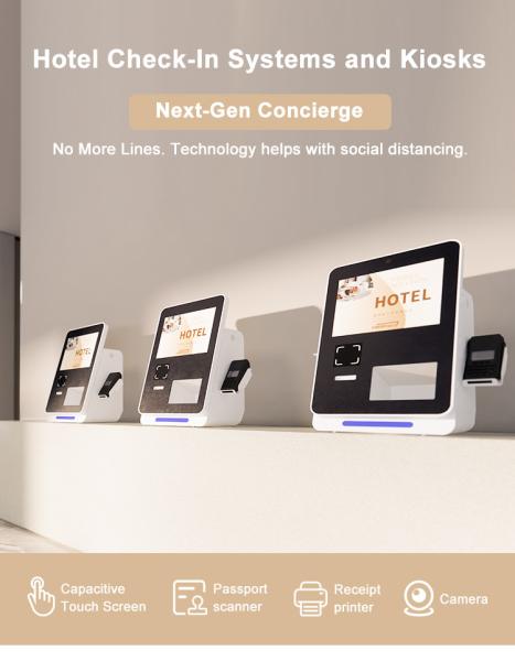 Hotel Desktop Self Check In Machine with Key Card Dispenser and Bluetooth Connectivity