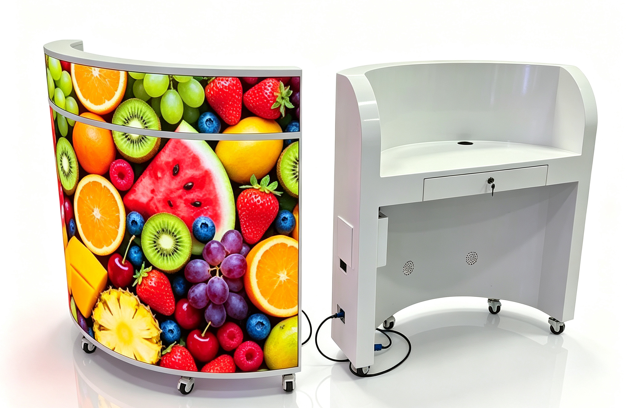 Semi-Circular GOB LED Display with P1.86 Pixel Pitch 650nit Brightness and Magnetic Front Maintenance for Reception Desks